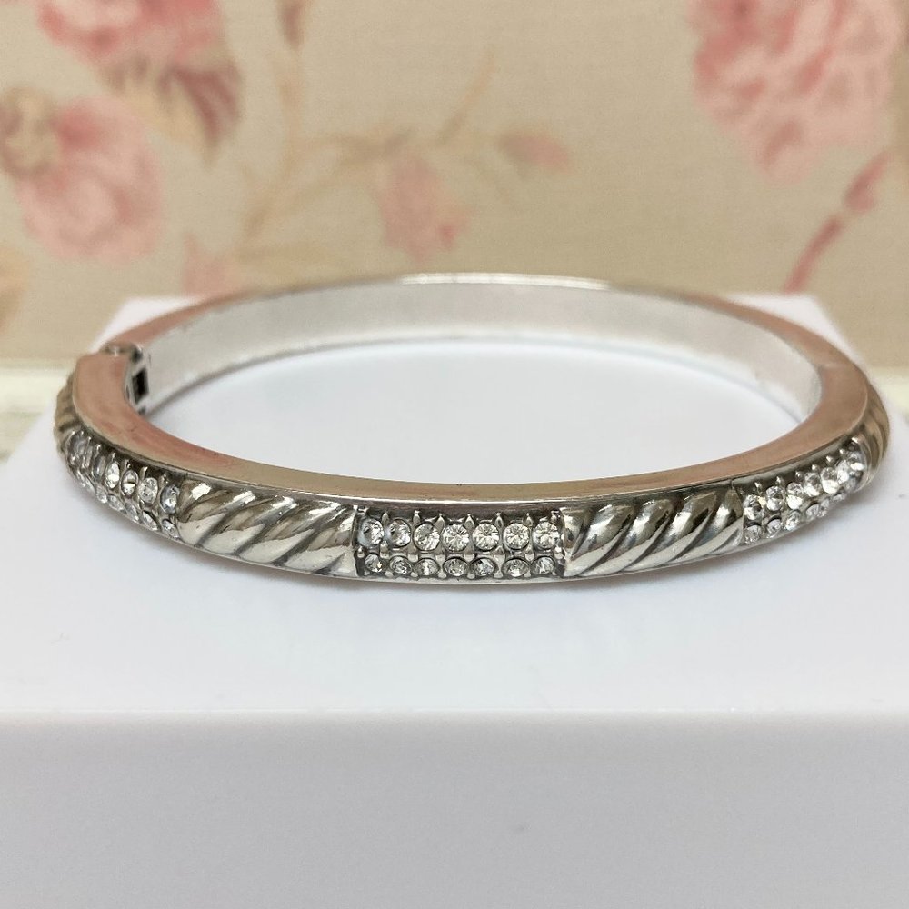 Brighton Brand Hinged Bracelet with White Crystals